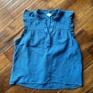 J. Crew Factory Blue Ruffle Sleeve Cotton Gauze Top
